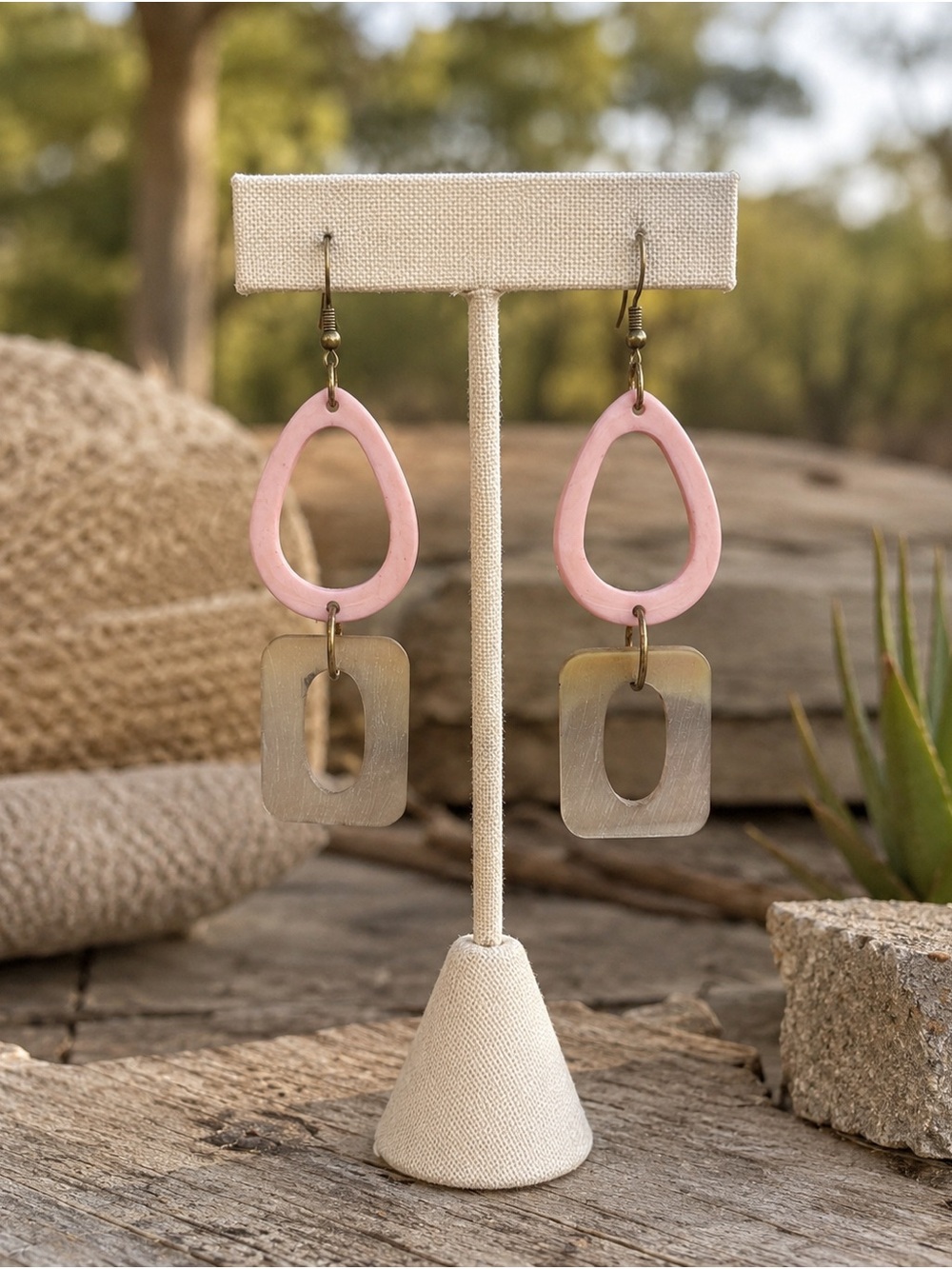 Omala by Anju Handcrafted Natural Horn Drop Earrings